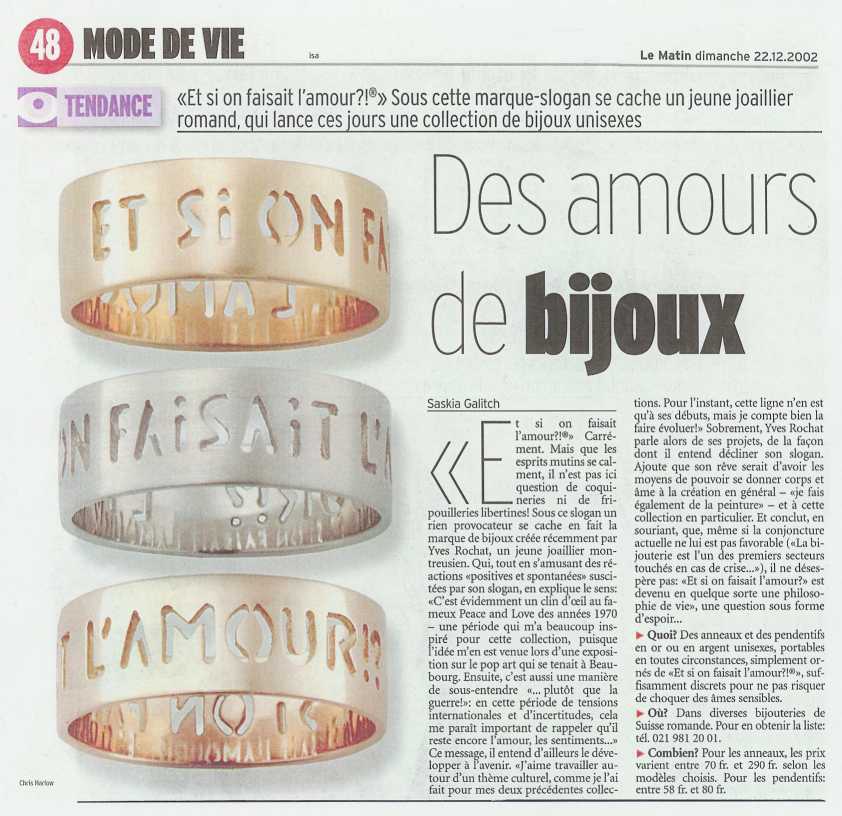 des amours de bijoux - article du matin concernant les anneaux